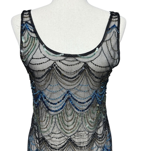 Urban Outfitters Y2K Sequin Flapper Mini Dress Sheer Small Showgirl Fairy Mesh - Picture 2 of 7